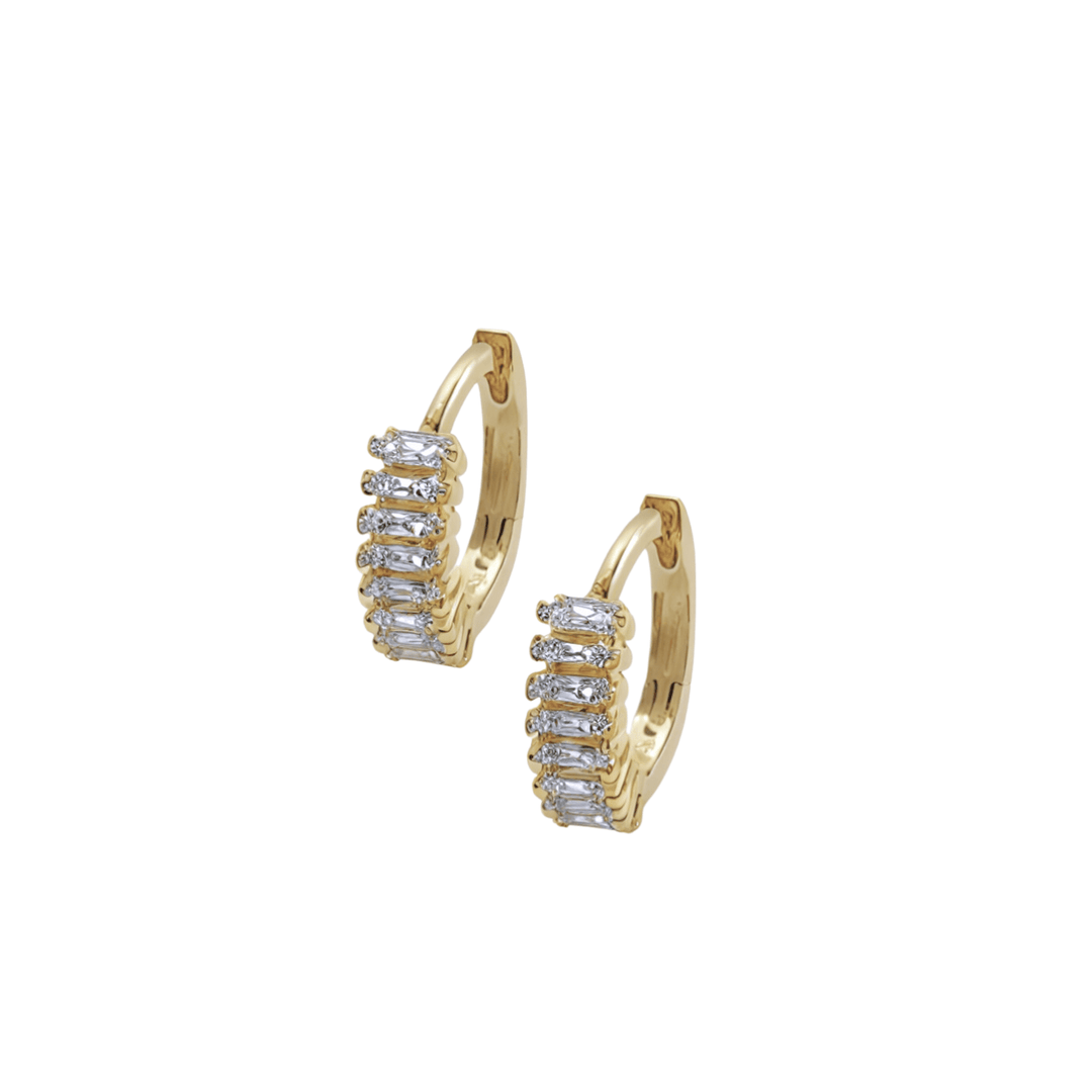 Baguette Huggie Earrings Gold