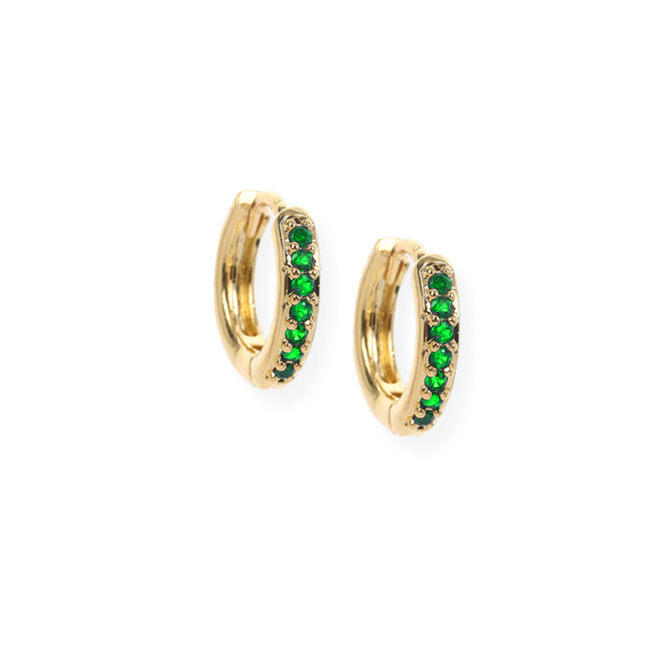 Green Star Earring Stack Gold