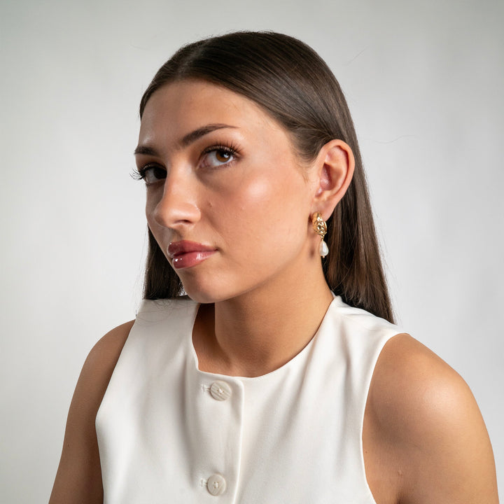 Julie Pearl Drop Earrings Gold