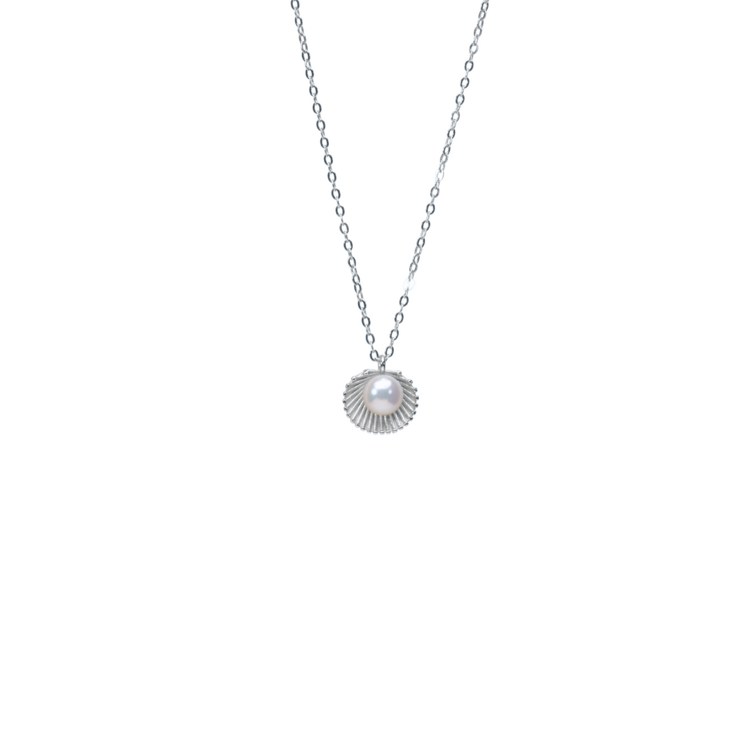 Open shell and pearl necklace Silver