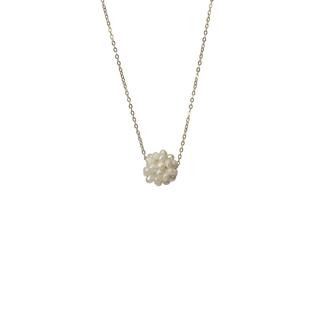 Pearl Cluster Necklace Gold