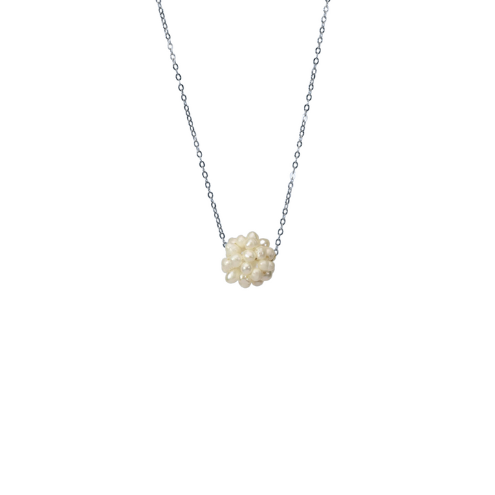 Pearl Cluster Necklace Silver