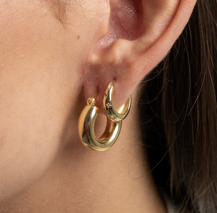 Barrel Hoop Earrings Gold
