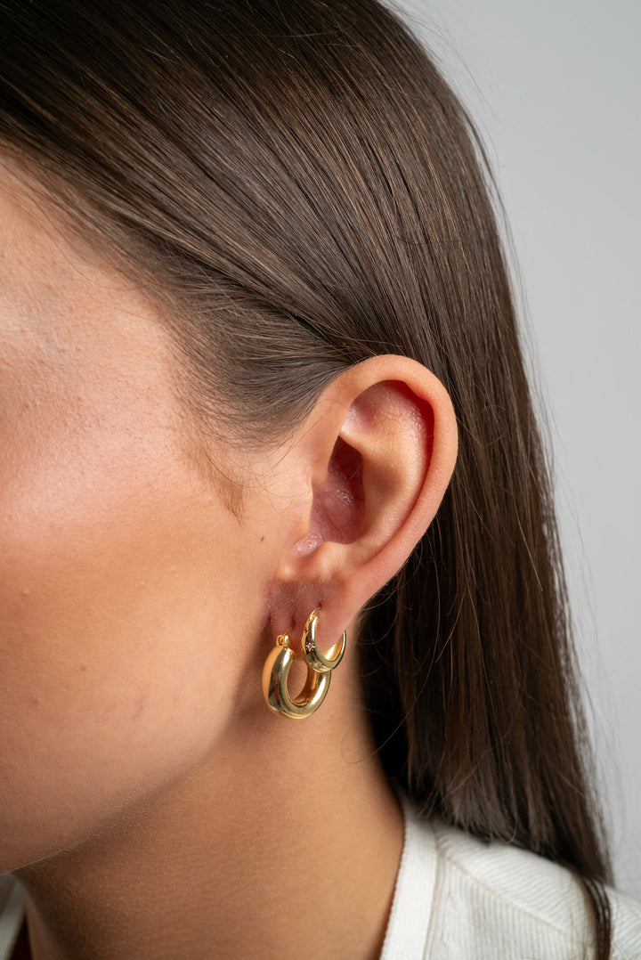 Barrel Hoop Earrings Gold