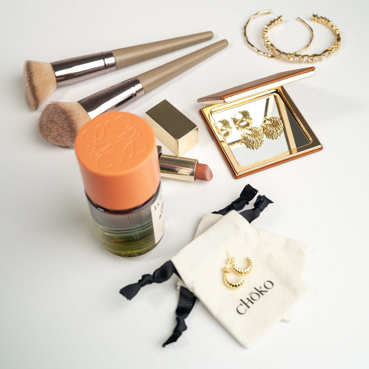 Baguette Crystal & Pearl Bangle Gold