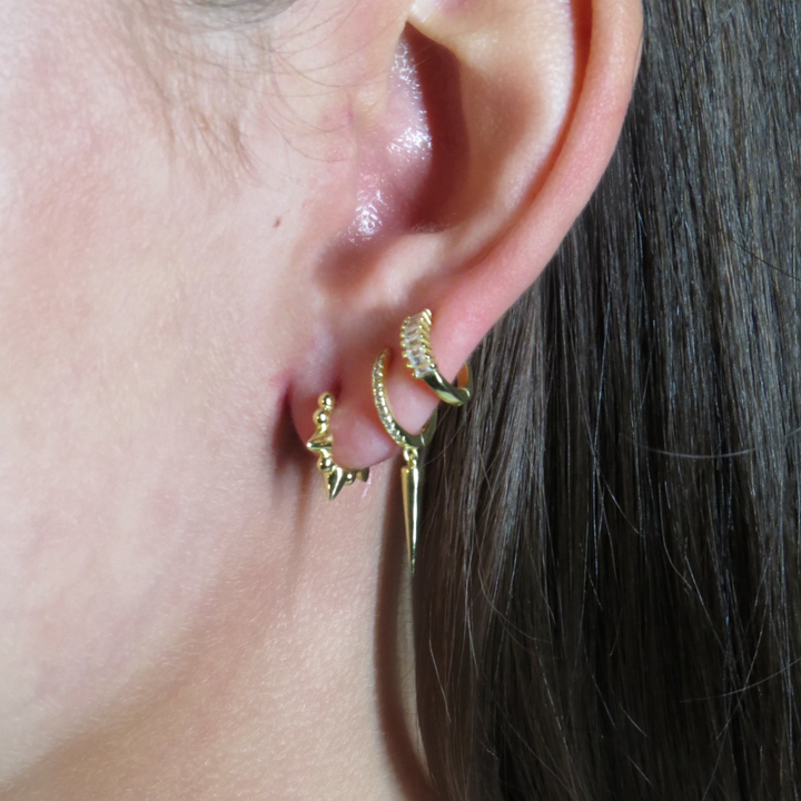 Baguette Huggie Earrings Gold