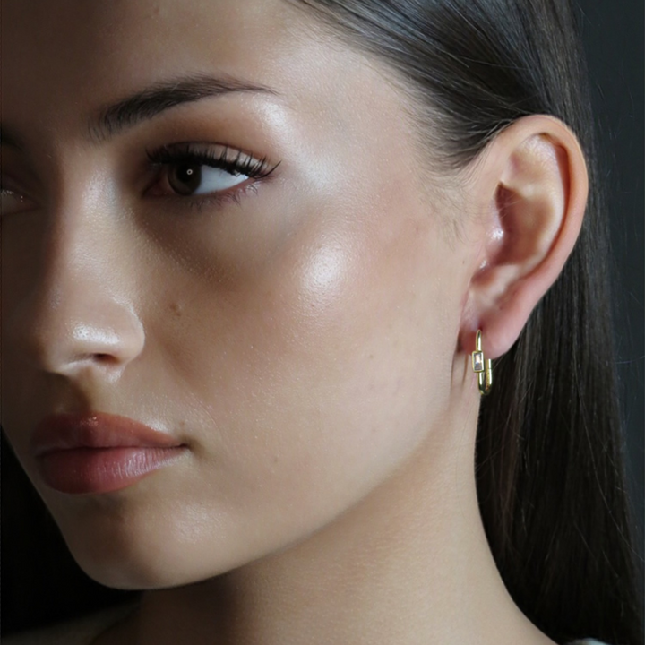 Faith Oval Hoop Earrings Silver