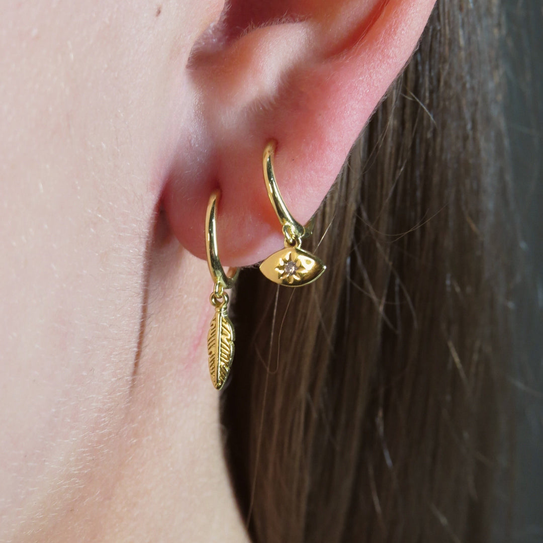 Feather Huggie Earrings Silver