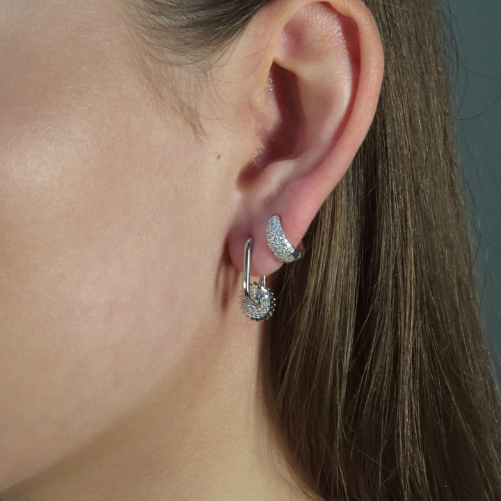 Sara Huggie Hoop Earrings Silver