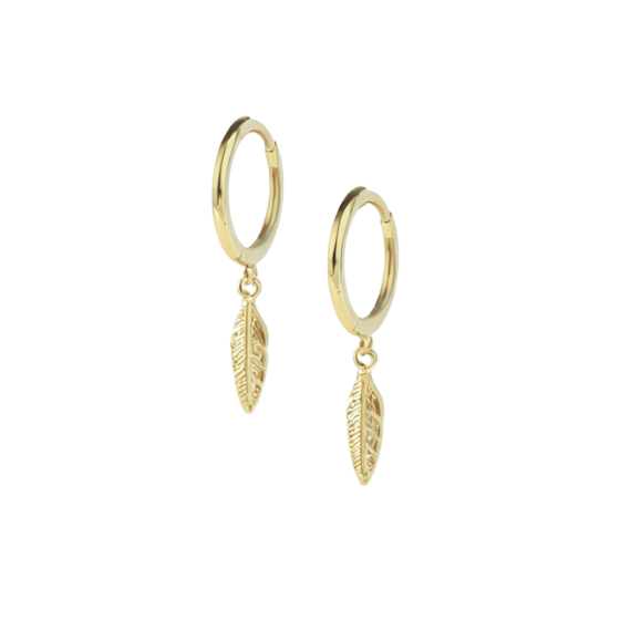 Feather Huggie Earrings Gold