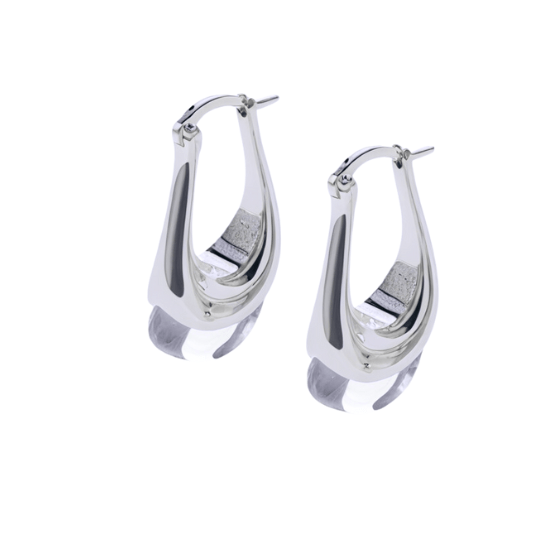 Toni Oval Hoop Earrings Silver