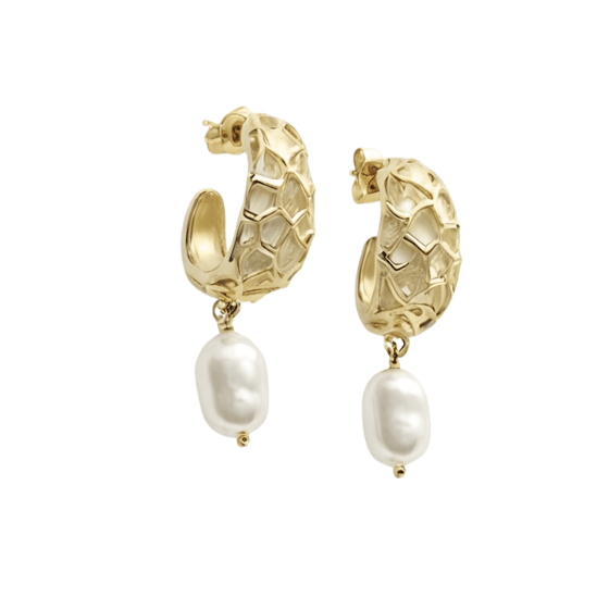 Julie Pearl Drop Earrings Gold