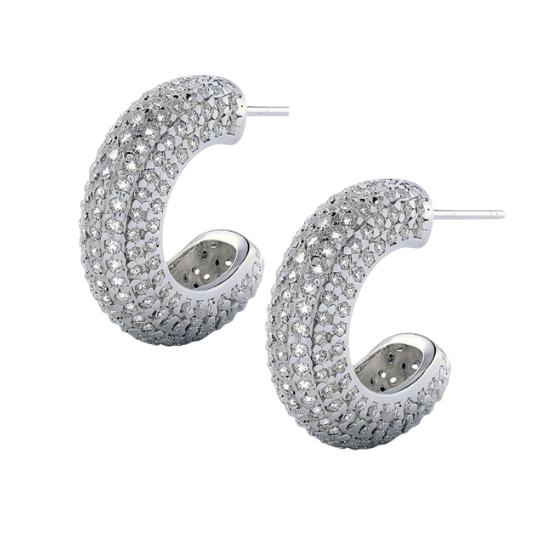 Amara Crystal Hoop Earrings Silver