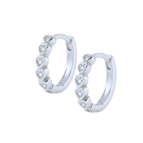 Tiny Heart Huggie Earrings Silver