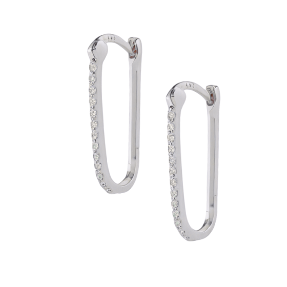 Oval Hoop Earrings Silver