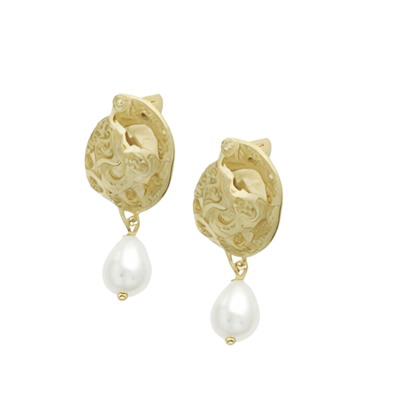 Bianca Pearl Drop Earrings Gold