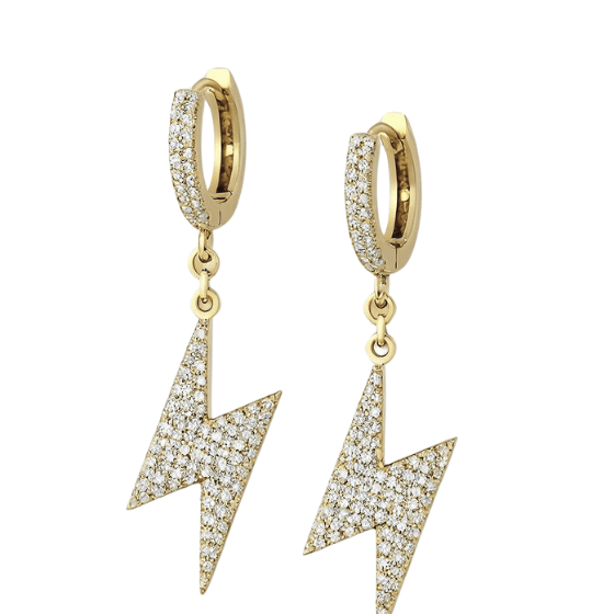 Large Bolt Drop Earrings Gold