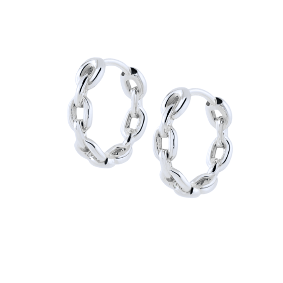 Chain Hoop Earrings Silver
