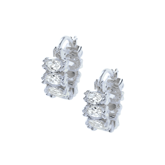 Aerin Crystal Hoop Earrings Silver