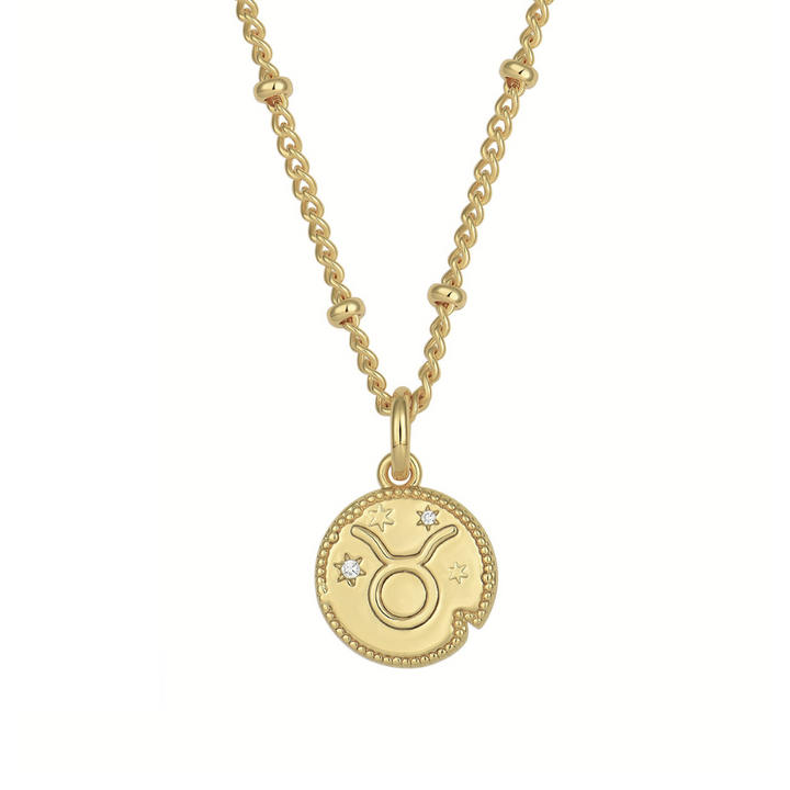 Taurus Zodiac Pendant Necklace Gold