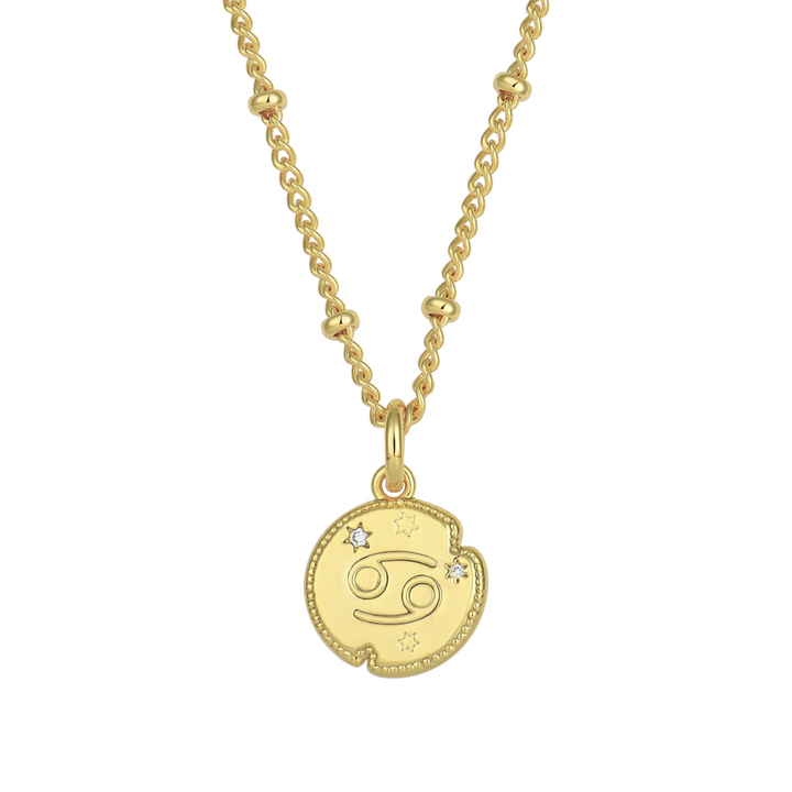 Cancer Zodiac Pendant Necklace Gold