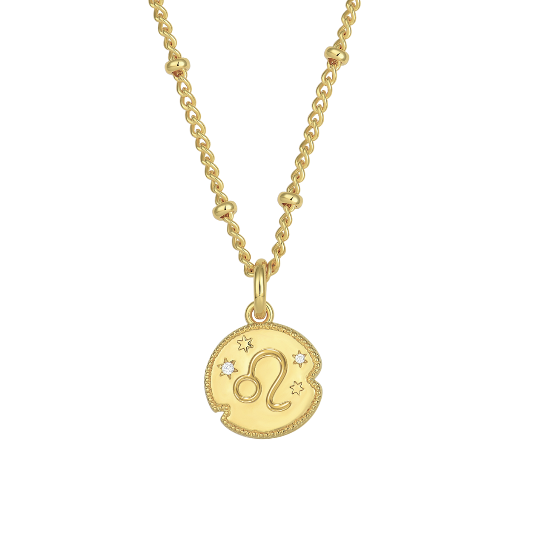 Leo Zodiac Pendant Necklace Gold