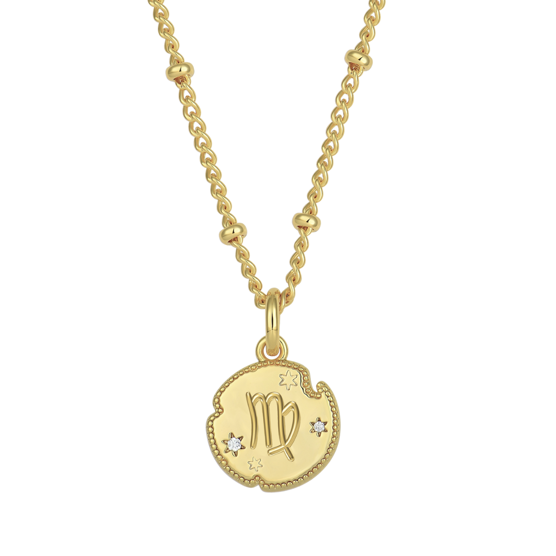 Virgo Zodiac Pendant Necklace Gold
