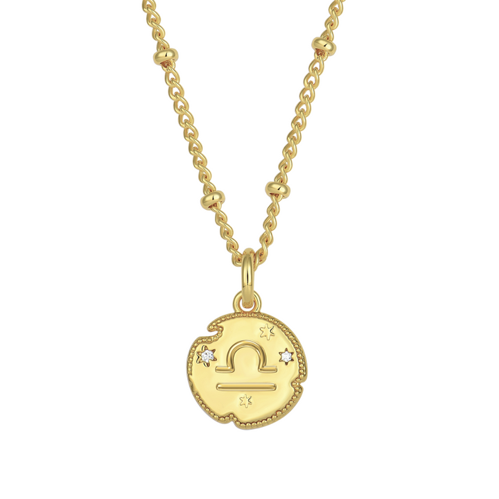 Libra Zodiac Pendant Necklace Gold