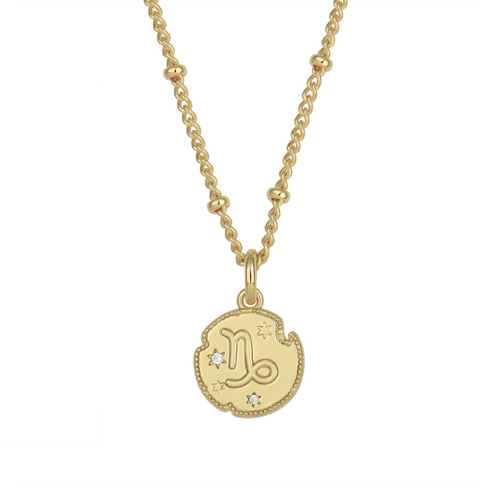 Capricorn Zodiac Pendant Necklace Gold