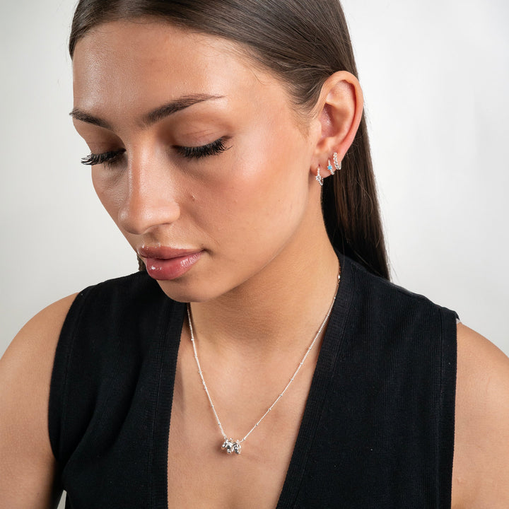 Kessho Huggie Hoop Earrings Silver