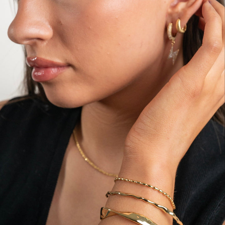 Large Bolt Drop Earrings Gold