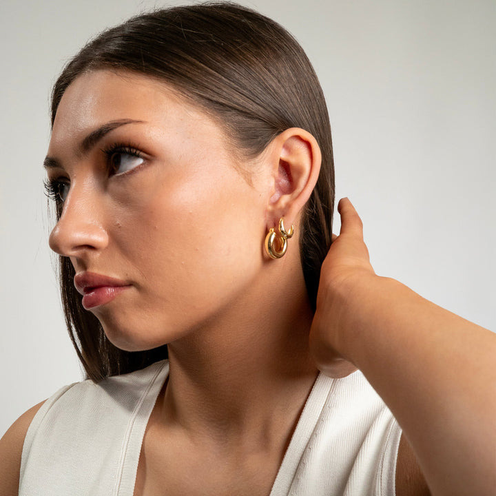 Barrel Hoop Earrings Gold