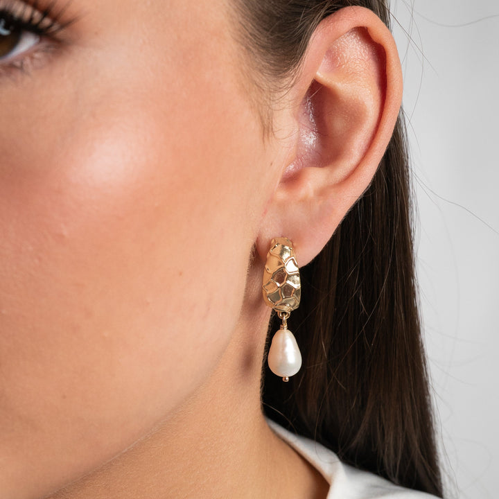 Julie Pearl Drop Earrings Gold