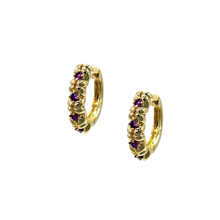 Amelia Pink Huggie in Gold