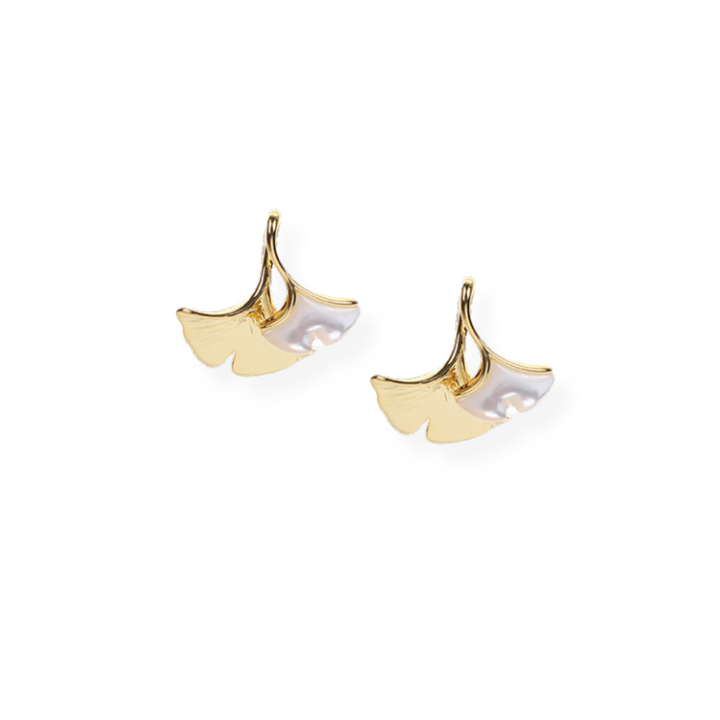 Ginko Pearl Earrings Gold