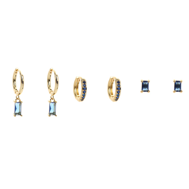 Blue Star Earring Stack Gold
