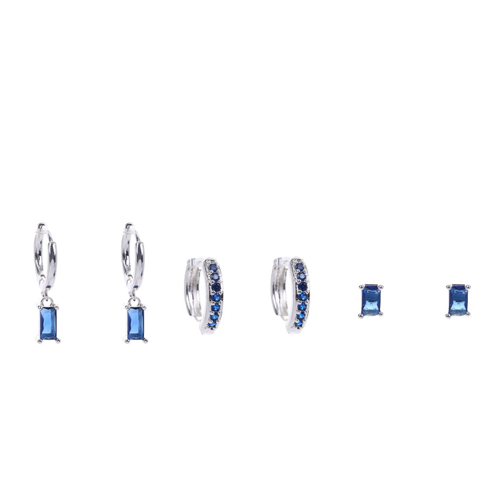 Blue Star Earring Stack Silver