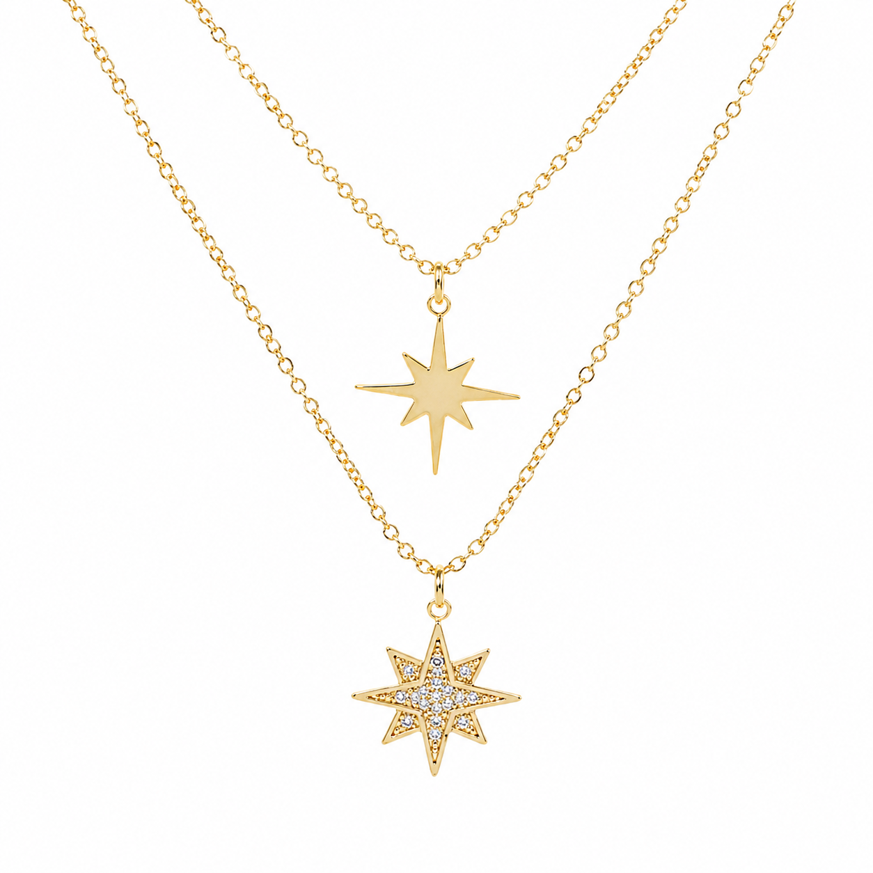 ★美品★chieko+★the star necklace Aster Gold Necklace | Celestial Double Star Pendant Necklace