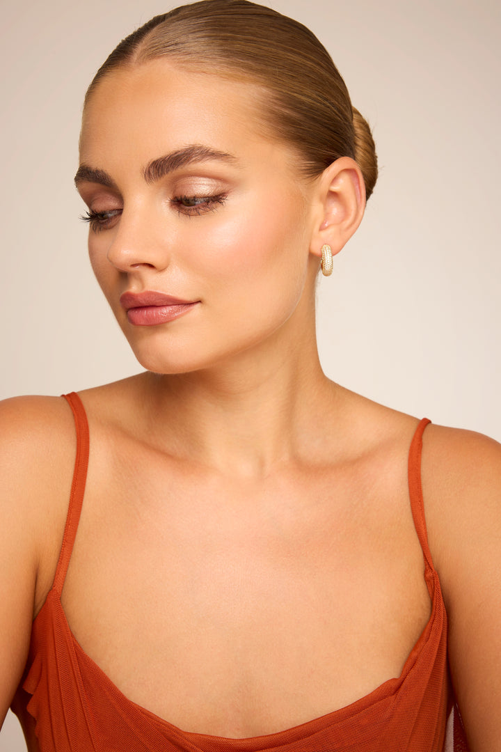 Amara Crystal Hoop Earrings Gold