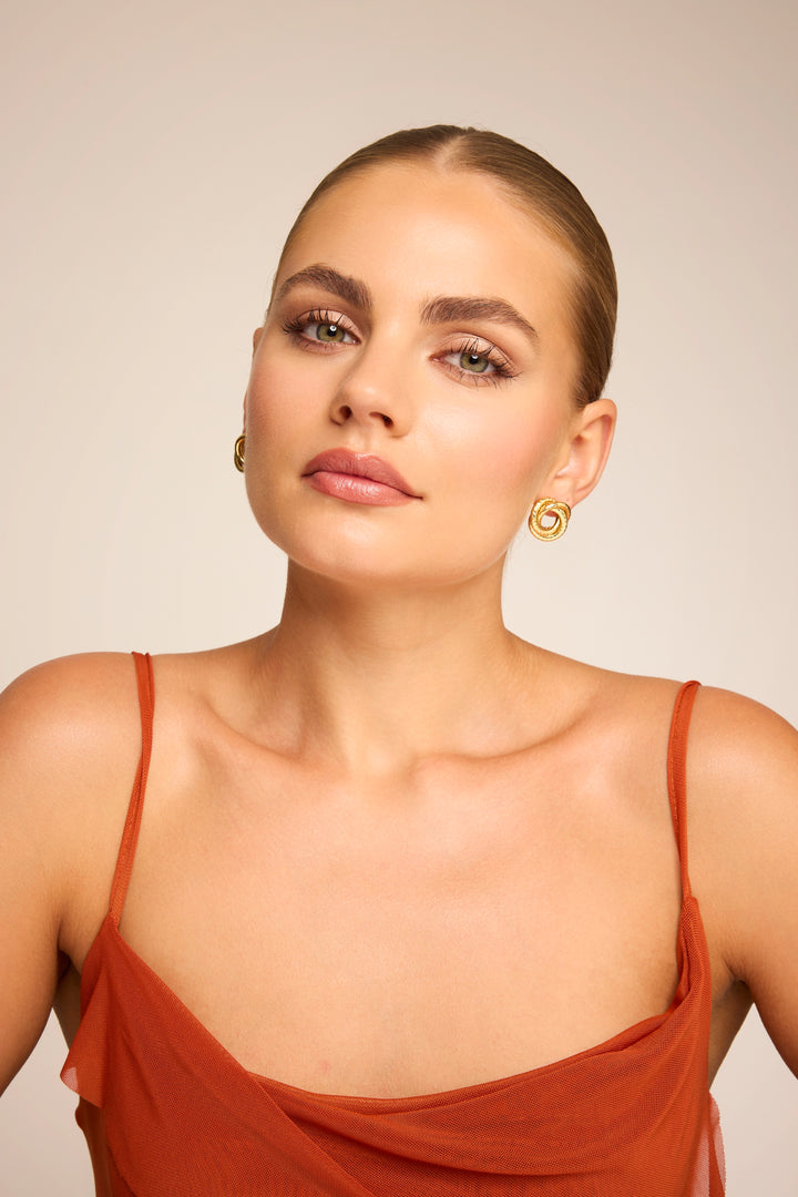 Halo Stud Earrings Gold