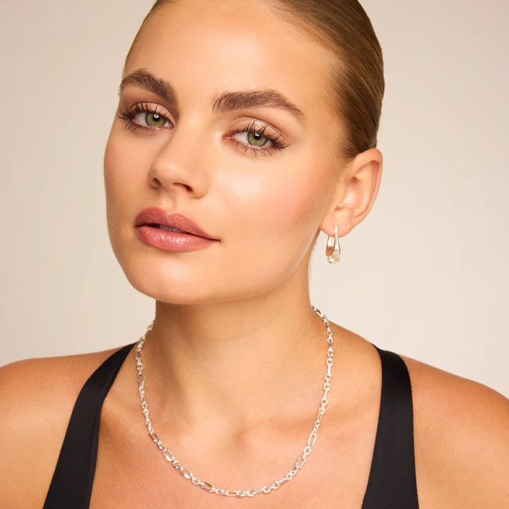 Toni Oval Hoop Earrings Silver