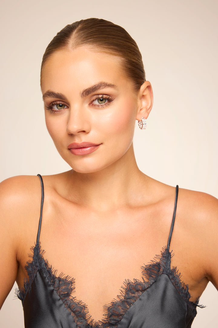 Aerin Crystal Hoop Earrings Silver