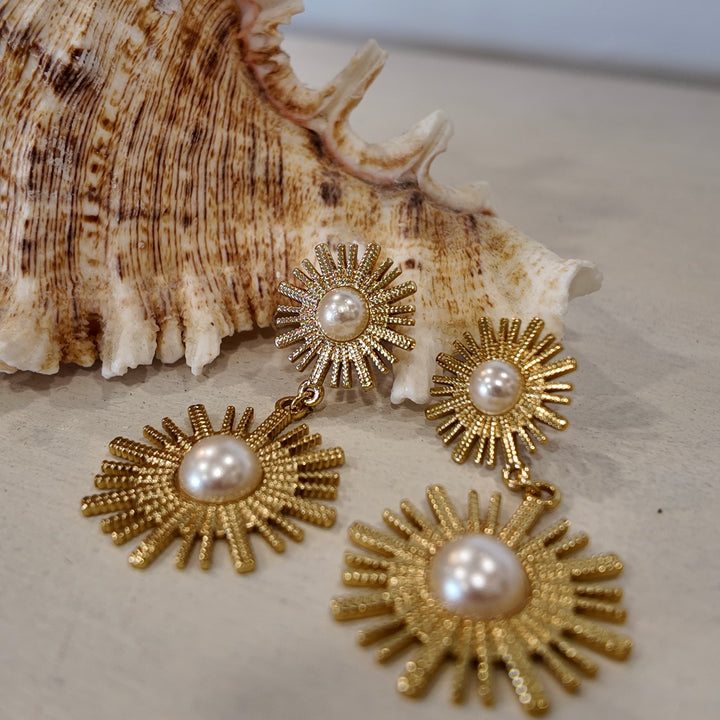 Luna Drop Statement Earrings Gold