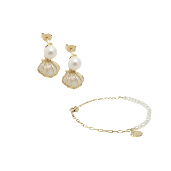 Pearl Shell Drop Gold Gift Set
