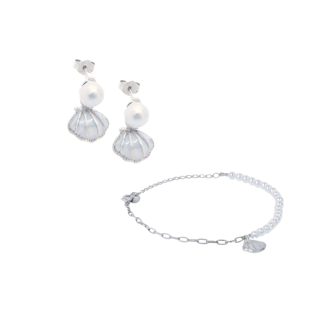 Pearl Shell Drop Silver Gift Set