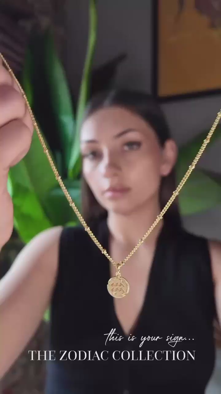 Gemini Zodiac Pendant Necklace Gold