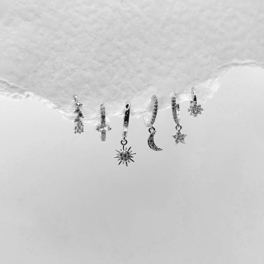 Sunrise Earring Stack Silver