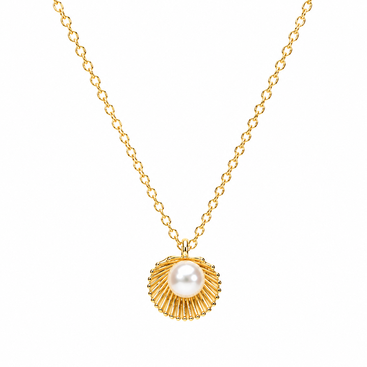 Open shell and pearl necklace Gold