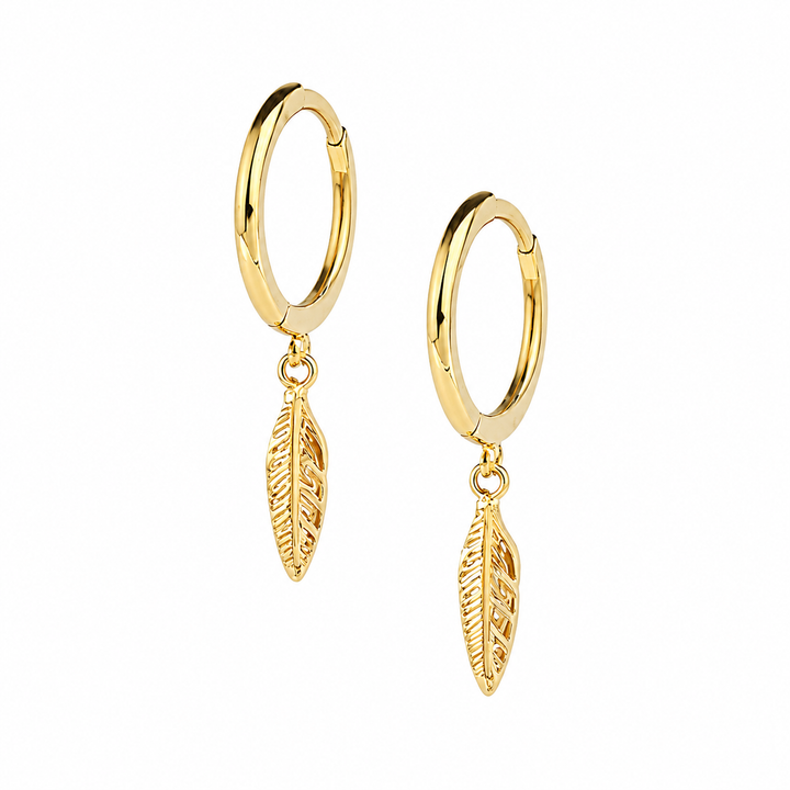 Feather Huggie Earrings Gold