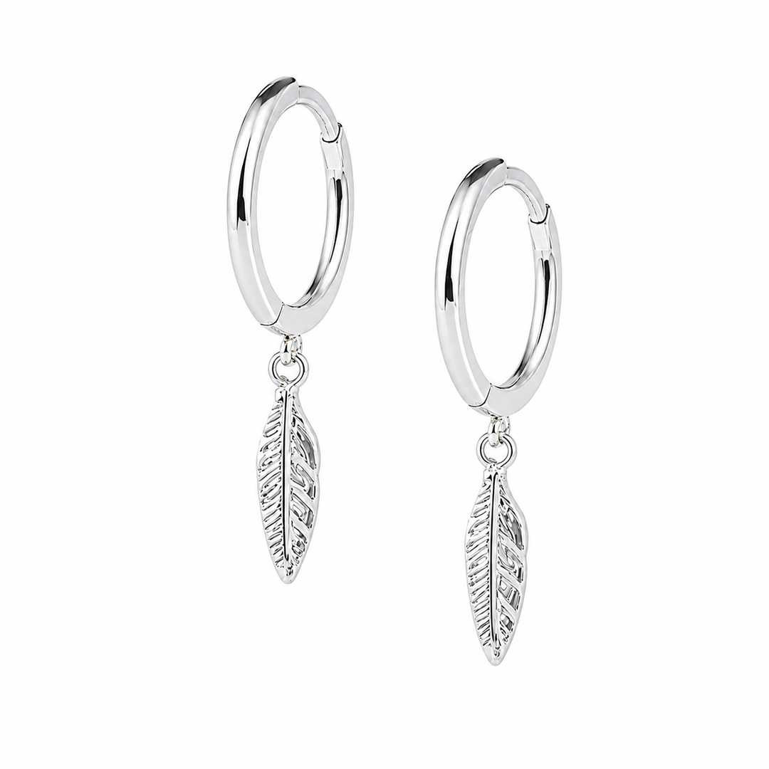Feather Huggie Earrings Silver